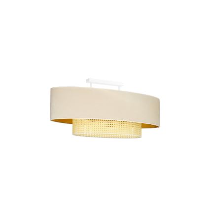 Duolla - Plafonnier DOUBLE OVAL RATTAN 2xE27/15W/230V crème/rotin