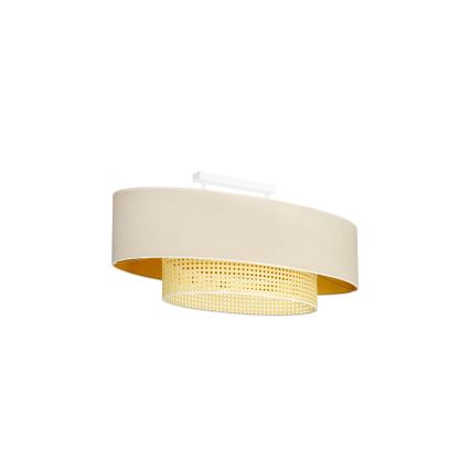 Duolla - Plafonnier DOUBLE OVAL RATTAN 2xE27/15W/230V crème/rotin