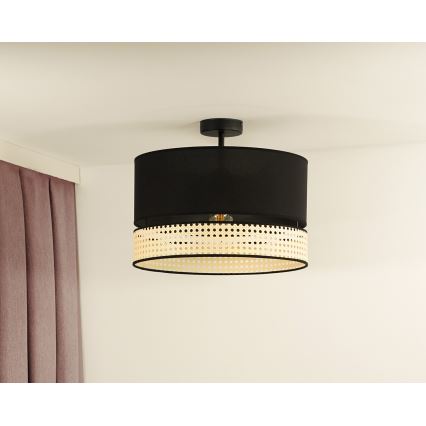Duolla - Plafonnier DOUBLE RATTAN 1xE27/15W/230V d. 40 cm noir/beige