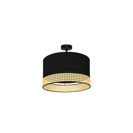 Duolla - Plafonnier DOUBLE RATTAN 1xE27/15W/230V d. 40 cm noir/beige