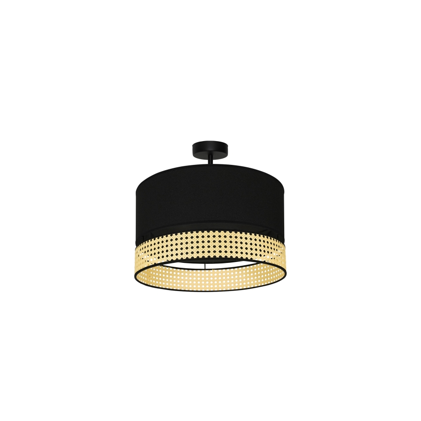 Duolla - Plafonnier DOUBLE RATTAN 1xE27/15W/230V d. 40 cm noir/beige