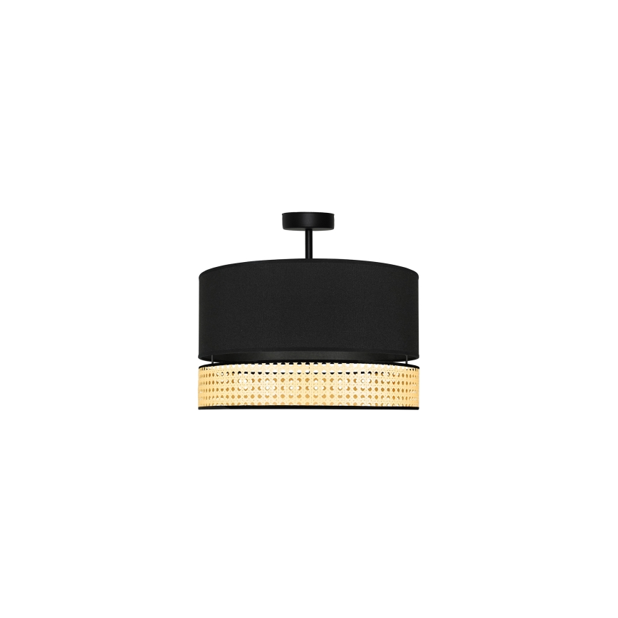 Duolla - Plafonnier DOUBLE RATTAN 1xE27/15W/230V d. 40 cm noir/beige