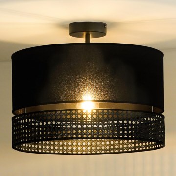 Duolla - Plafonnier DOUBLE RATTAN 1xE27/15W/230V d. 40 cm noir