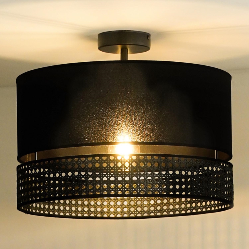 Duolla - Plafonnier DOUBLE RATTAN 1xE27/15W/230V d. 40 cm noir