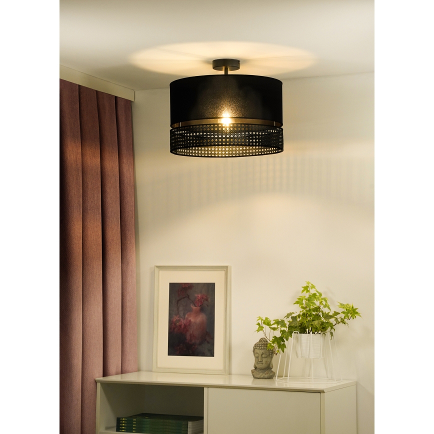 Duolla - Plafonnier DOUBLE RATTAN 1xE27/15W/230V d. 40 cm noir