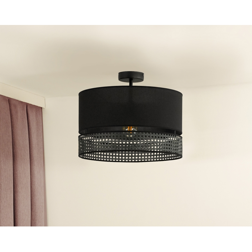 Duolla - Plafonnier DOUBLE RATTAN 1xE27/15W/230V d. 40 cm noir