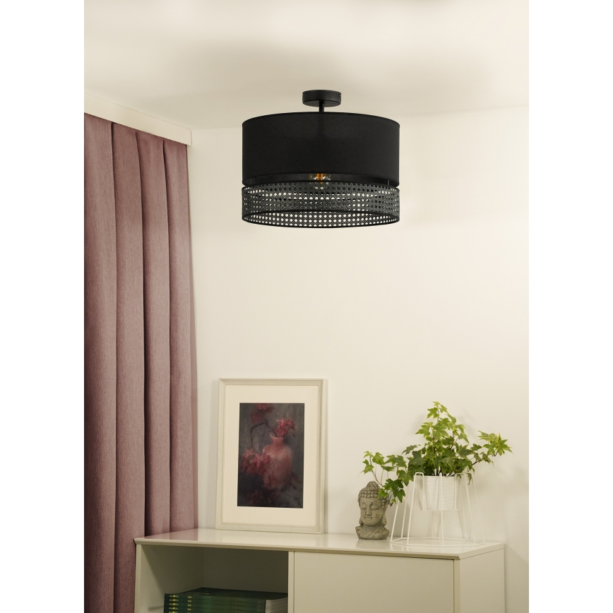 Duolla - Plafonnier DOUBLE RATTAN 1xE27/15W/230V d. 40 cm noir