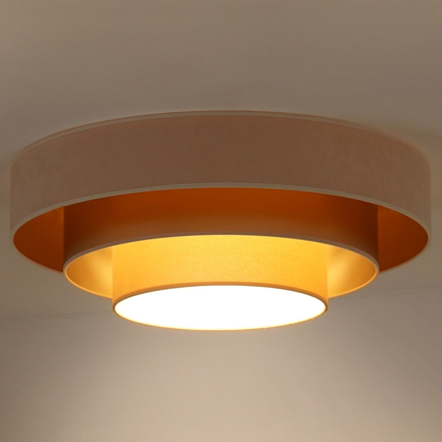 Duolla - Plafonnier LUNETA LED/26W/230V d. 60 cm 4000K crème/doré/beige