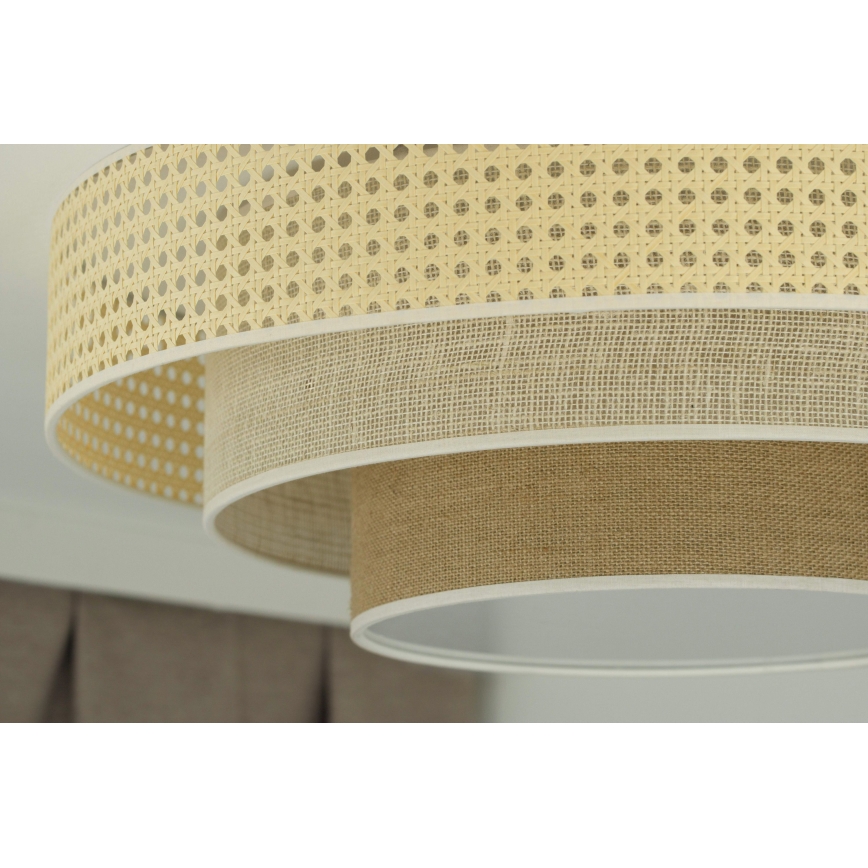 Duolla - Plafonnier LUNETA LED/26W/230V d. 60 cm 4000K rotin/beige/marron