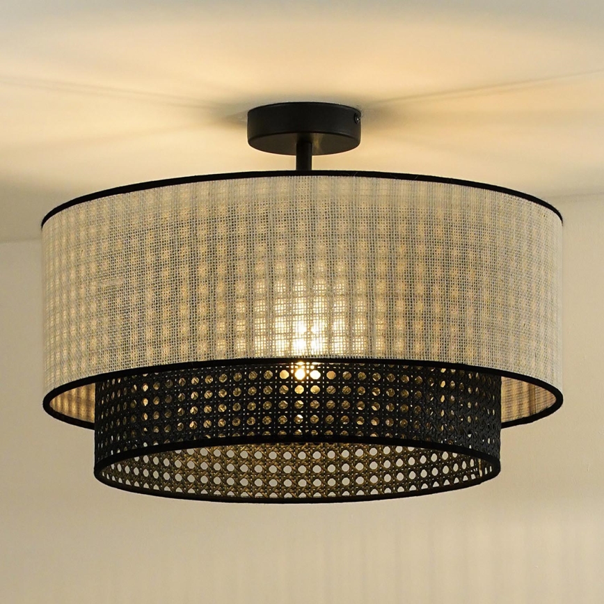 Duolla - Plafonnier RATTAN YUTE 1xE27/15W/230V d. 45 cm crème/noir