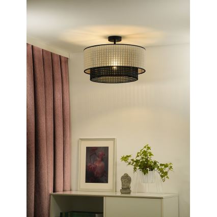 Duolla - Plafonnier RATTAN YUTE 1xE27/15W/230V d. 45 cm crème/noir