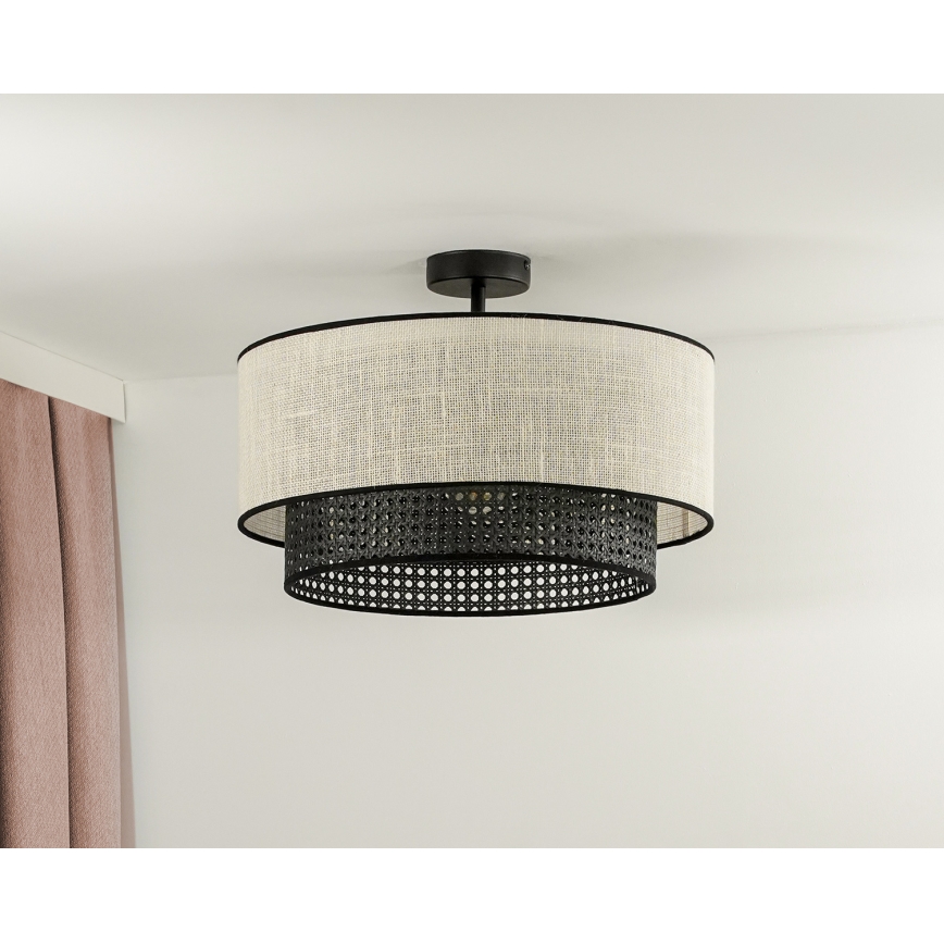 Duolla - Plafonnier RATTAN YUTE 1xE27/15W/230V d. 45 cm crème/noir