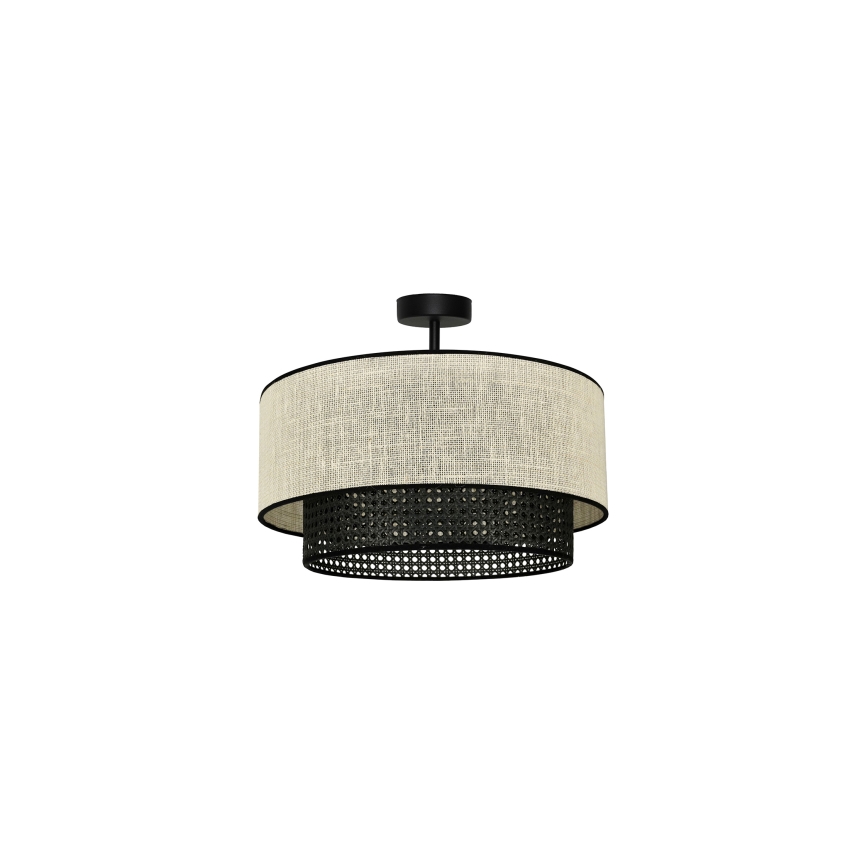 Duolla - Plafonnier RATTAN YUTE 1xE27/15W/230V d. 45 cm crème/noir