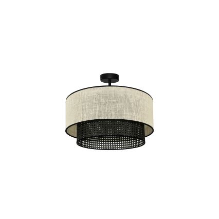 Duolla - Plafonnier RATTAN YUTE 1xE27/15W/230V d. 45 cm crème/noir