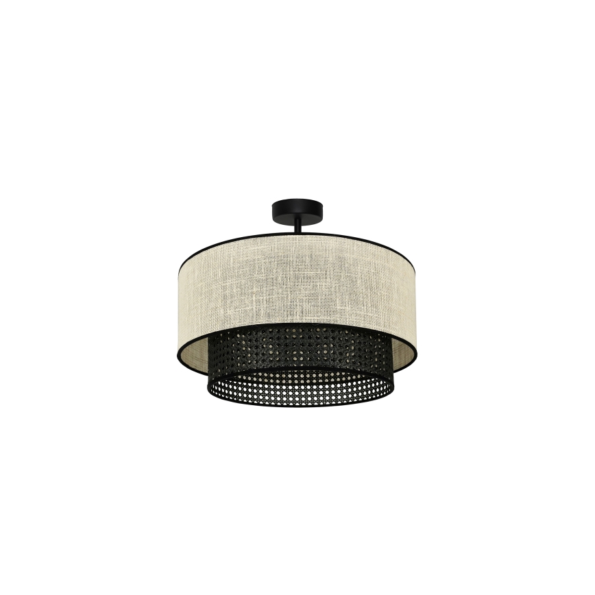 Duolla - Plafonnier RATTAN YUTE 1xE27/15W/230V d. 45 cm crème/noir