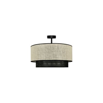 Duolla - Plafonnier RATTAN YUTE 1xE27/15W/230V d. 45 cm crème/noir