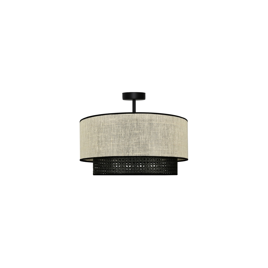 Duolla - Plafonnier RATTAN YUTE 1xE27/15W/230V d. 45 cm crème/noir