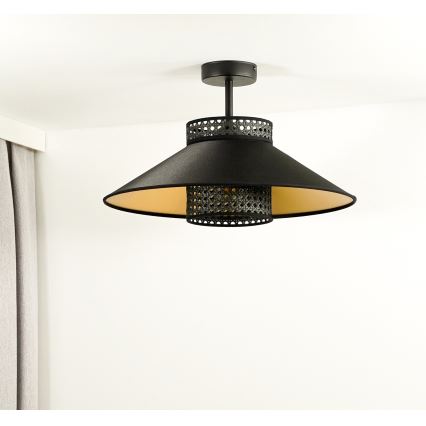 Duolla - Plafonnier RIO RATTAN 1xE27/15W/230V d. 45 cm noir/doré