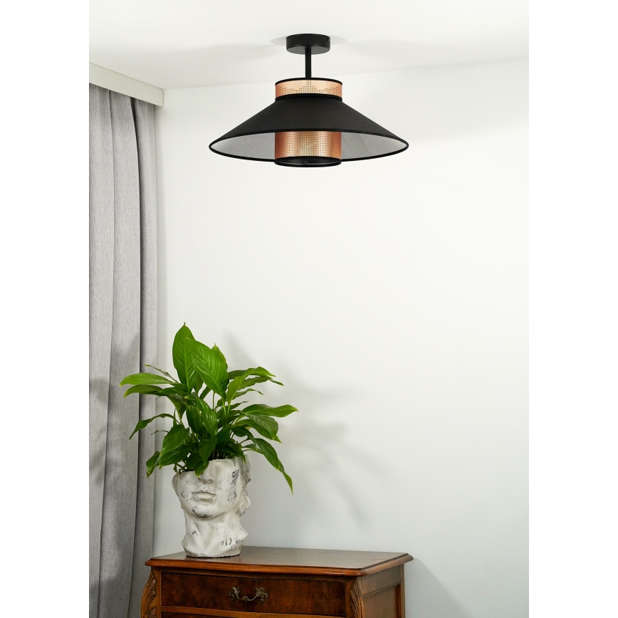 Duolla - Plafonnier RIO SHINY 1xE27/15W/230V d. 45 cm noir/cuivre