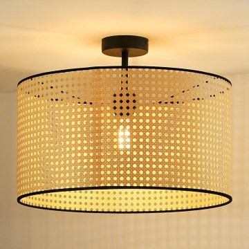 Duolla - Plafonnier ROLLER RATTAN 1xE27/15W/230V d. 45 cm beige/noir