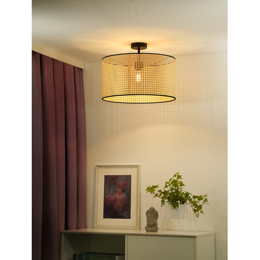 Duolla - Plafonnier ROLLER RATTAN 1xE27/15W/230V d. 45 cm beige/noir