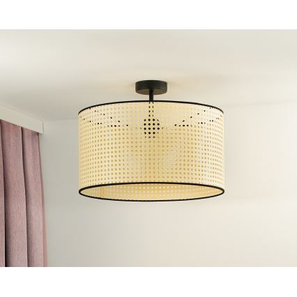 Duolla - Plafonnier ROLLER RATTAN 1xE27/15W/230V d. 45 cm beige/noir