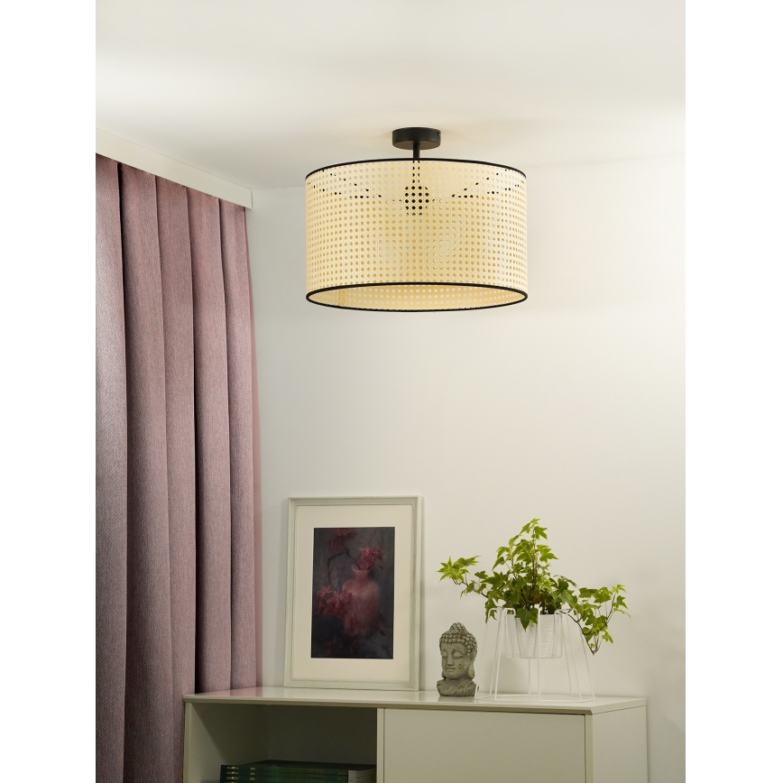 Duolla - Plafonnier ROLLER RATTAN 1xE27/15W/230V d. 45 cm beige/noir