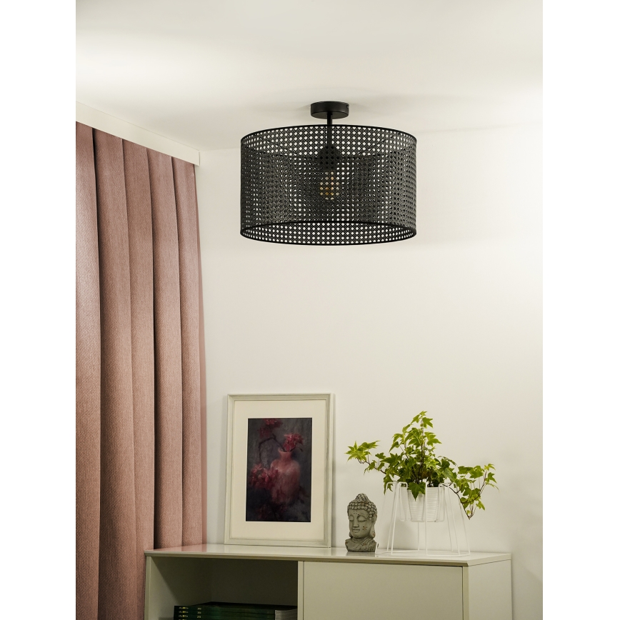 Duolla - Plafonnier ROLLER RATTAN 1xE27/15W/230V d. 45 cm noir