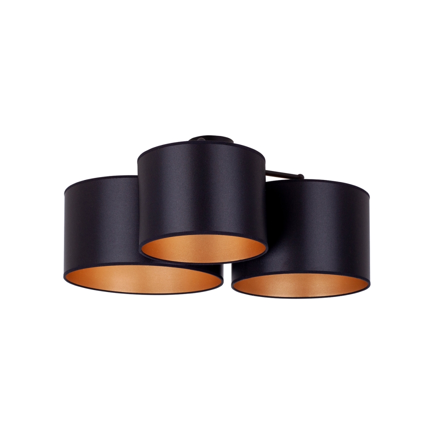Duolla - Plafonnier ROLLER TRIO SHINY 3xE27/15W/230V noir/doré