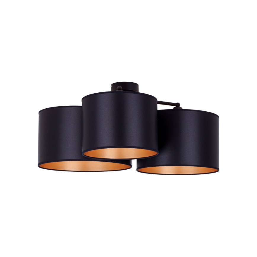 Duolla - Plafonnier ROLLER TRIO SHINY 3xE27/15W/230V noir/doré