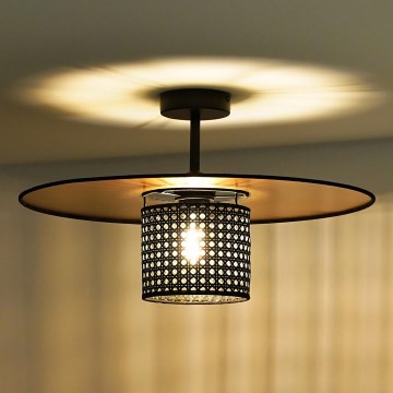 Duolla - Plafonnier TOKYO RATTAN 1xE27/15W/230V d. 50 cm doré/noir