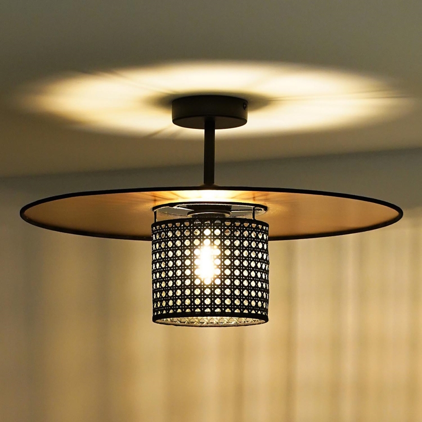 Duolla - Plafonnier TOKYO RATTAN 1xE27/15W/230V d. 50 cm doré/noir