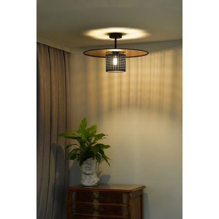 Duolla - Plafonnier TOKYO RATTAN 1xE27/15W/230V d. 50 cm doré/noir