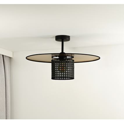 Duolla - Plafonnier TOKYO RATTAN 1xE27/15W/230V d. 50 cm doré/noir