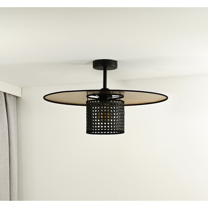 Duolla - Plafonnier TOKYO RATTAN 1xE27/15W/230V d. 50 cm doré/noir