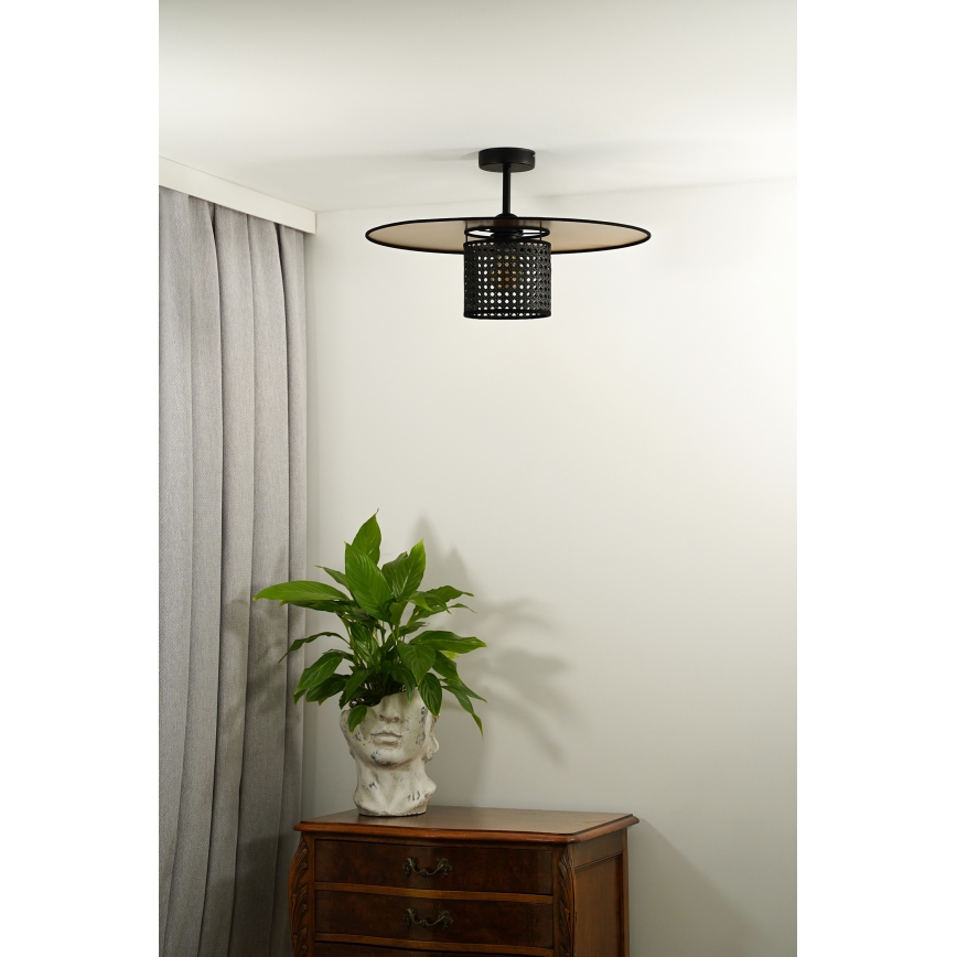 Duolla - Plafonnier TOKYO RATTAN 1xE27/15W/230V d. 50 cm doré/noir