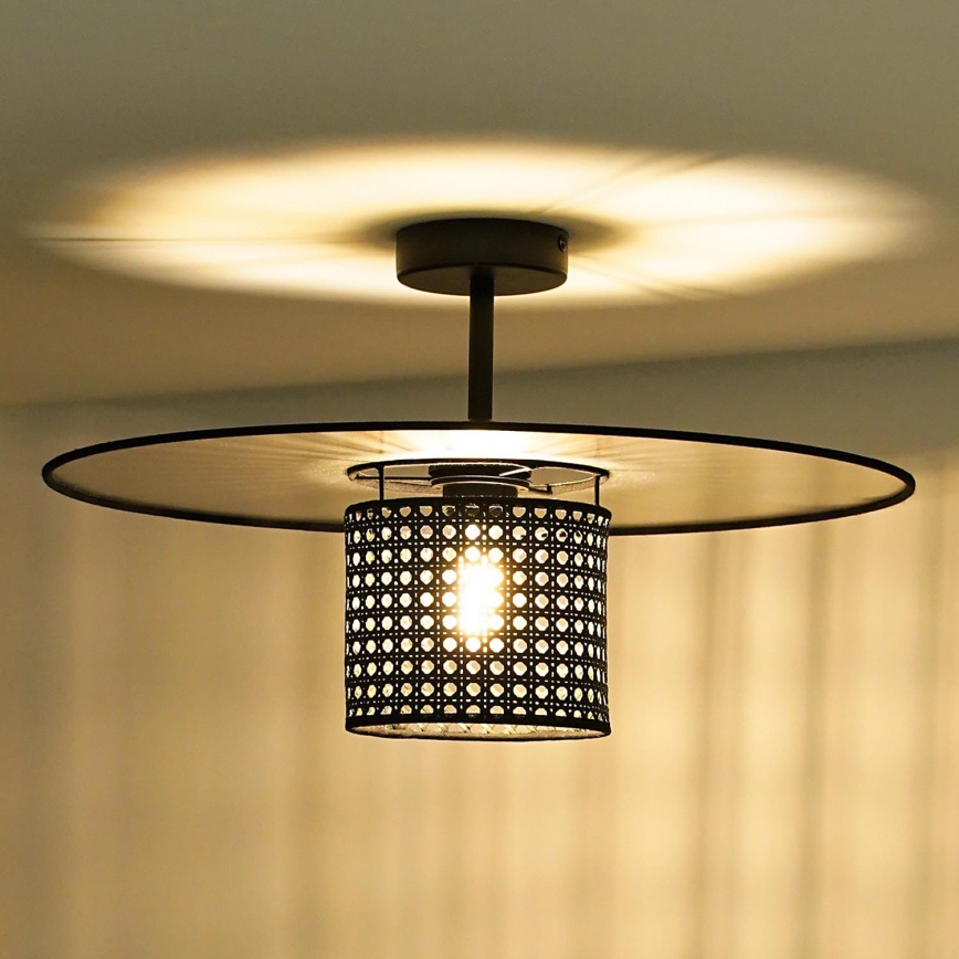 Duolla - Plafonnier TOKYO RATTAN 1xE27/15W/230V d. 50 cm noir/argent