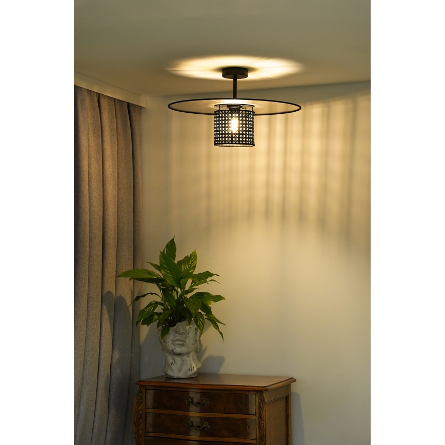 Duolla - Plafonnier TOKYO RATTAN 1xE27/15W/230V d. 50 cm noir/argent