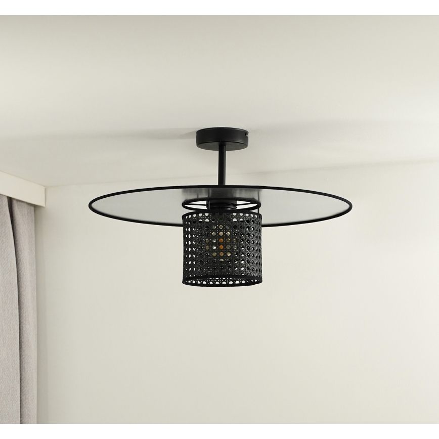 Duolla - Plafonnier TOKYO RATTAN 1xE27/15W/230V d. 50 cm noir/argent