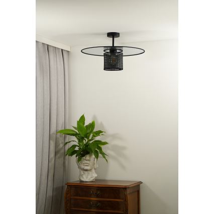 Duolla - Plafonnier TOKYO RATTAN 1xE27/15W/230V d. 50 cm noir/argent