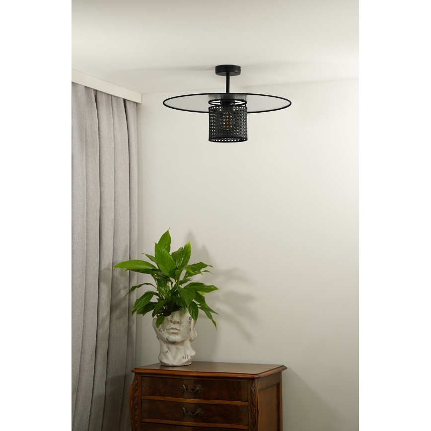 Duolla - Plafonnier TOKYO RATTAN 1xE27/15W/230V d. 50 cm noir/argent