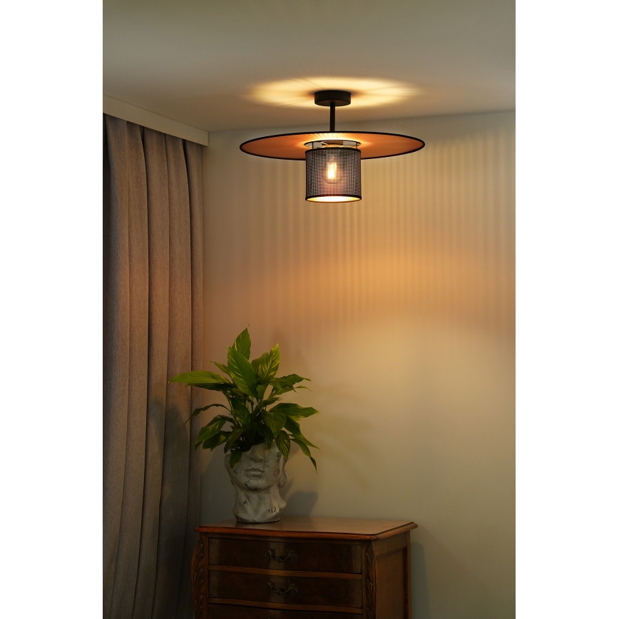 Duolla - Plafonnier TOKYO SHINY 1xE27/15W/230V d. 50 cm noir/cuivre