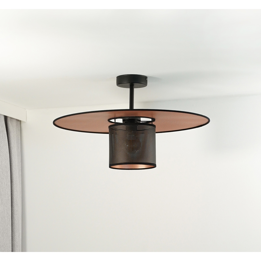 Duolla - Plafonnier TOKYO SHINY 1xE27/15W/230V d. 50 cm noir/cuivre