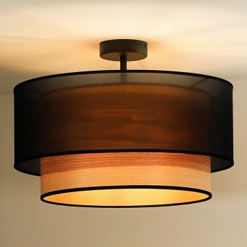 Duolla - Plafonnier WOOD BOHO 1xE27/15W/230V d. 45 cm noir/beige