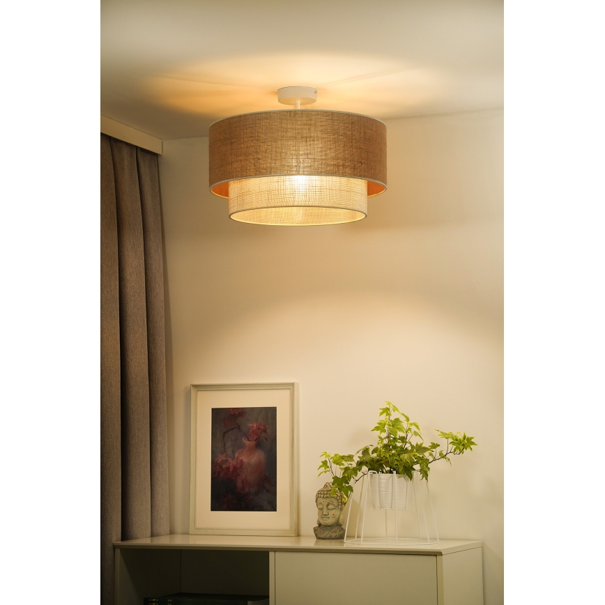 Duolla - Plafonnier YUTE BOHO 3xE27/15W/230V d. 60 cm marron/crème