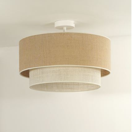 Duolla - Plafonnier YUTE BOHO 3xE27/15W/230V d. 60 cm marron/crème