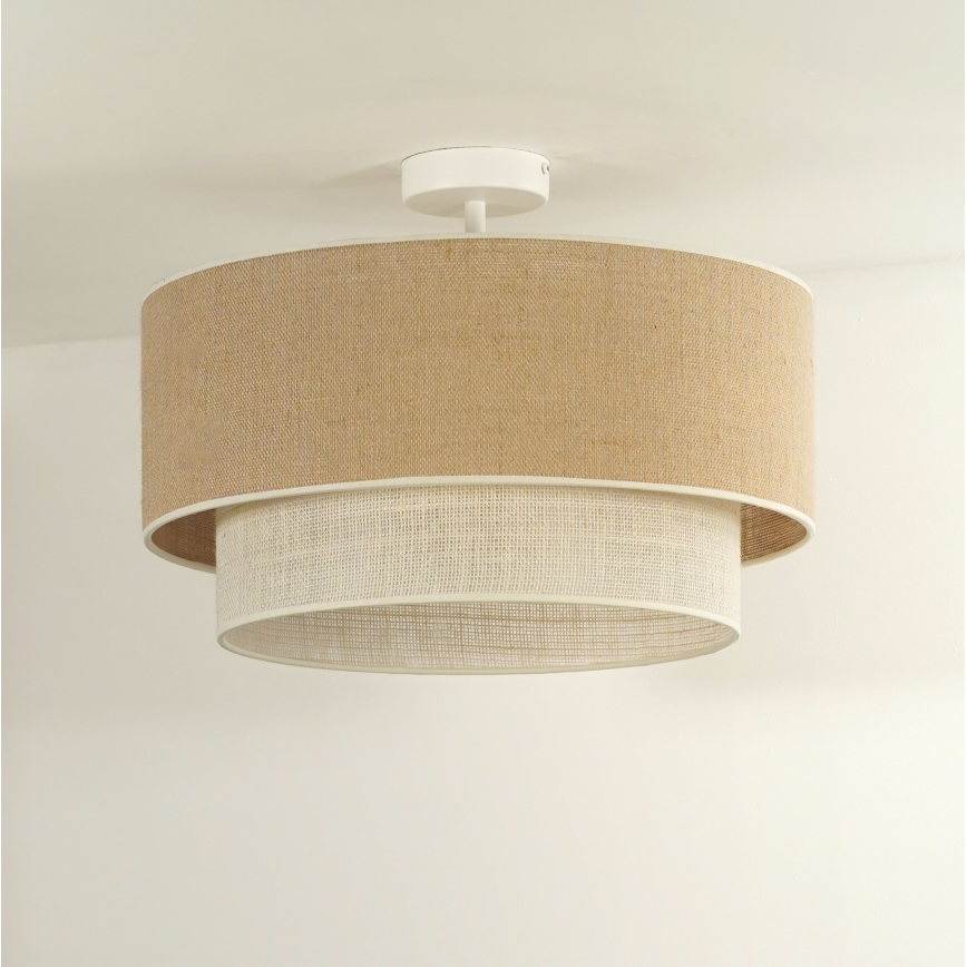 Duolla - Plafonnier YUTE BOHO 3xE27/15W/230V d. 60 cm marron/crème