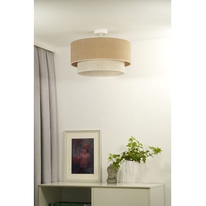 Duolla - Plafonnier YUTE BOHO 3xE27/15W/230V d. 60 cm marron/crème