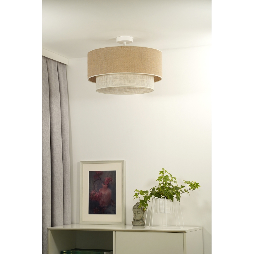 Duolla - Plafonnier YUTE BOHO 3xE27/15W/230V d. 60 cm marron/crème
