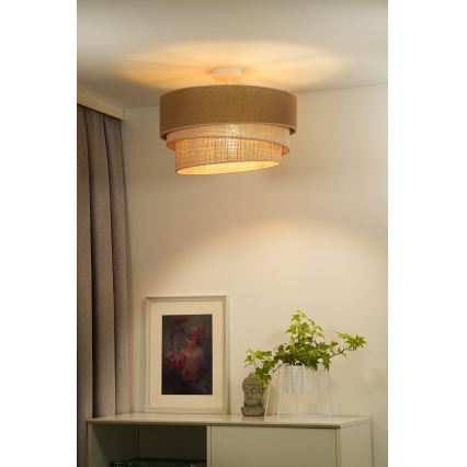 Duolla - Plafonnier YUTE TRIO 3xE27/15W/230V d. 60 cm marron/gris/beige